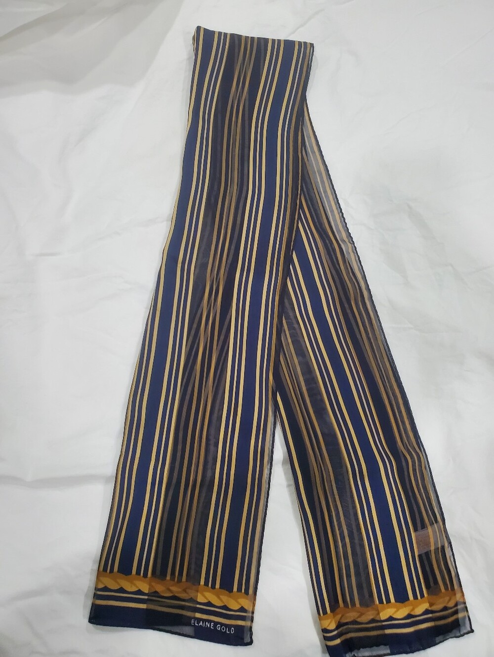 Vintage Elaine Gold for Collection XIIX Oblong Scarf 52" x 11" Striped